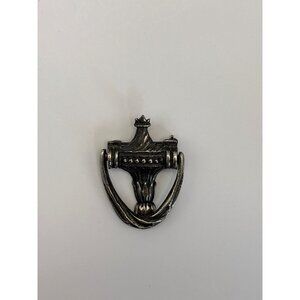 Antique Style Silver Tone Door Knocker Brooch Pin